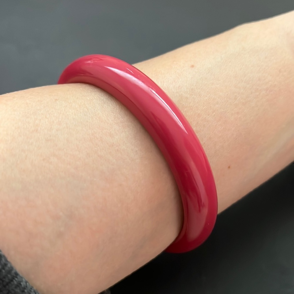 Vintage Plastic Bangle Bracelet, Pink, Mauve, Retro, Boho